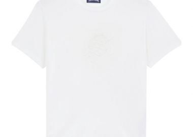 ΑΝΔΡΙΚΟ T-SHIRT ΜΕ ΚΕΝΤΗΜΕΝΟ LOGO VILEBREQUIN ΚΑΝΟΝΙΚΗ ΓΡΑΜΜΗ ΛΕΥΚΟ - VILEBREQUIN - 