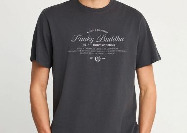 Ανδρικό t-shirt με τύπωμα FBM013-024-04 Σκούρο Γκρί - Funky Buddha - 