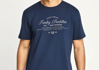 Ανδρικό t-shirt με τύπωμα FBM013-024-04 Σκούρο Μπλέ - Funky Buddha - 