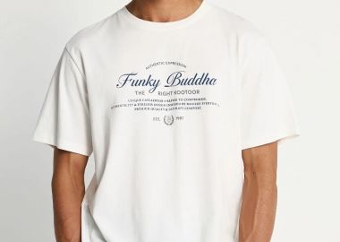Ανδρικό t-shirt με τύπωμα FBM013-024-04 Σπασμένο Λευκό - Funky Buddha - 