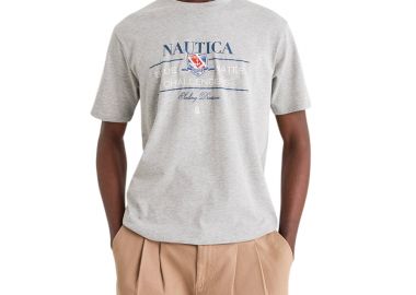 ΑΝΔΡΙΚΟ T-SHIRT NAUTICA ΚΟΝΤΟΜΑΝΙΚΟ ΓΚΡΙ - NAUTICA - 
