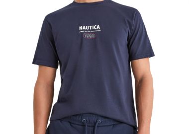 ΑΝΔΡΙΚΟ T-SHIRT NAUTICA ΚΟΝΤΟΜΑΝΙΚΟ ΣΚΟΥΡΟ ΜΠΛΕ - NAUTICA - 