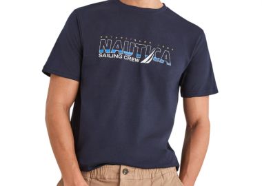 ΑΝΔΡΙΚΟ T-SHIRT NAUTICA ΚΟΝΤΟΜΑΝΙΚΟ ΣΚΟΥΡΟ ΜΠΛΕ - NAUTICA - 