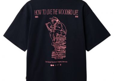 ΑΝΔΡΙΚΟ T-SHIRT WOODBIRD BEAM BOOK ΜΕ ΤΥΠΩΜΑ ΣΚΟΥΡΟ ΜΠΛΕ - WOODBIRD - 