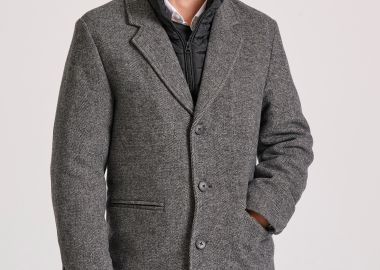 Ανδρικό wool blend παλτό με εσωτερική επένδυση - FUNKY BUDDHA - 