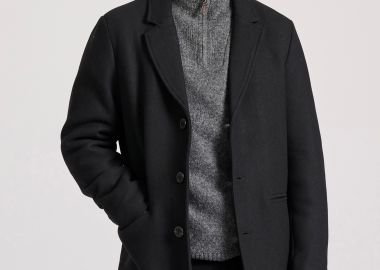 Ανδρικό wool blend παλτό με εσωτερική επένδυση - FUNKY BUDDHA - 