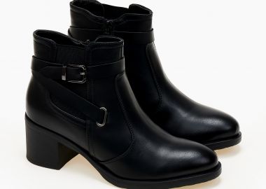 Ankle boots με χοντρό τακούνι - Μαύρο - Issue - 