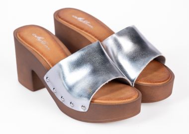 Ανοιχτά clogs με φάσα - Ασημί - Issue - 
