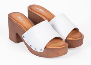 Ανοιχτά clogs με φάσα - Λευκό - Issue - 