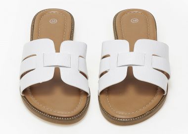 Ανοιχτά σανδάλια slides με φάσα και ανοίγματα - Λευκό - Issue - 