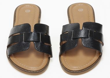 Ανοιχτά σανδάλια slides με φάσα και ανοίγματα - Μαύρο - Issue - 