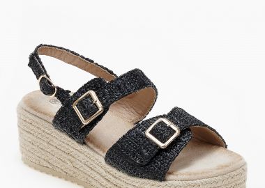 Ανοιχτές εσπαντρίγιες πλατφόρμες με αγκράφες. - Μαύρο - Issue - 