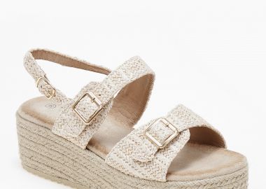 Ανοιχτές εσπαντρίγιες πλατφόρμες με αγκράφες. - Μπεζ - Issue - 