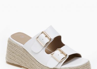 Ανοιχτές εσπαντρίγιες πλατφόρμες με ρυθμιζόμενα ζωνάκια - Λευκό - Issue - 