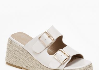 Ανοιχτές εσπαντρίγιες πλατφόρμες με ρυθμιζόμενα ζωνάκια - Μπεζ - Issue - 