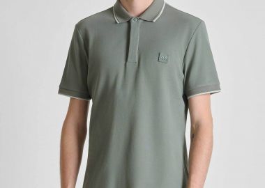 Antony Morato ανδρική μπλούζα πόλο πικέ με contrast trims και logo patch Regular Fit - KS02640FA100270 Λαδί - ANTONY MORATO - 