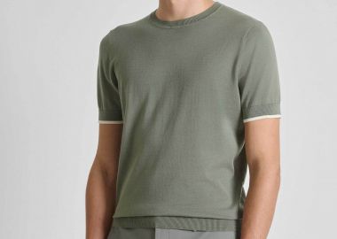 Antony Morato ανδρική πλεκτή μπλούζα μονόχρωμη Regular Fit - SW01602YA100073 Λαδί - ANTONY MORATO - 