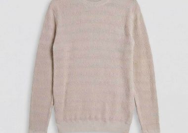 Antony Morato ανδρικό πουλόβερ με σχέδιο στην πλέξη Regular Fit - SW01578YA100071 Μπεζ - ANTONY MORATO - 