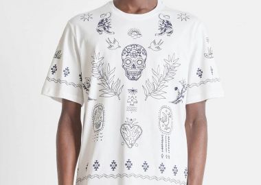 Antony Morato ανδρικό T-shirt με all-over print Relaxed Fit - KS02668FA100144 Υπόλευκο - ANTONY MORATO - 