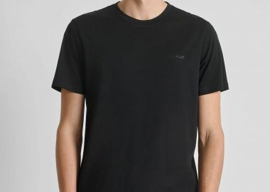 Antony Morato ανδρικό T-shirt μονόχρωμο με λογότυπο Regular Fit - KS02662FA100231 Μαύρο - ANTONY MORATO - 