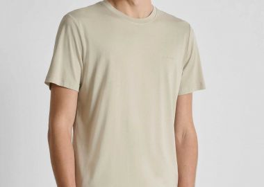 Antony Morato ανδρικό T-shirt μονόχρωμο με λογότυπο Regular Fit - KS02662FA100231 Μπεζ - ANTONY MORATO - 