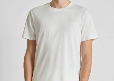 Antony Morato ανδρικό T-shirt μονόχρωμο με λογότυπο Regular Fit - KS02662FA100231 Υπόλευκο - ANTONY MORATO - 