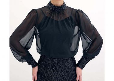 Anue γυναικεία μπλούζα με τούλι και παγιέτα - SOU - 