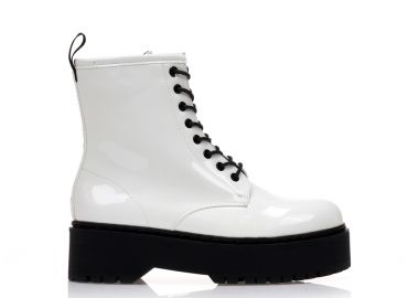 Αρβυλάκια δίπατα λουστρίνι λευκά με φερμουάρ στο πλάι ΛΕΥΚΟ - Tsoukalas - 