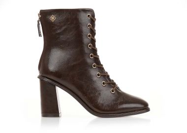 Αρβυλάκια καφέ δερματίνη με φερμουάρ στο πίσω μέρος ΚΑΦΕ - Tsoukalas - 