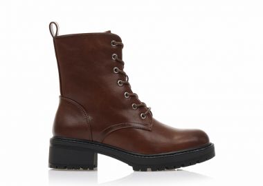 Αρβυλάκια καφέ δερματίνη με κορδόνια και φερμουάρ ΚΑΦΕ - Tsoukalas - 