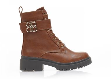 Αρβυλάκια κάμελ δερματίνη με κορδόνια και φερμουάρ ΚΑΜΕΛ - Tsoukalas - 