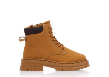 Αρβυλάκια κάμελ δερματίνη με κορδόνια και καφέ λεπτομέρεια ΚΑΜΕΛ - Tsoukalas - 