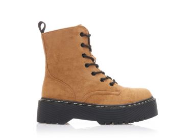 Αρβυλάκια κάμελ σουέτ δίπατα με κορδόνια και φερμουάρ ΚΑΜΕΛ - Tsoukalas - 