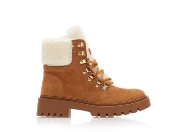 Αρβυλάκια κάμελ σουέτ με γούνα εσωτερικά και κορδόνια ΚΑΜΕΛ - Tsoukalas - 