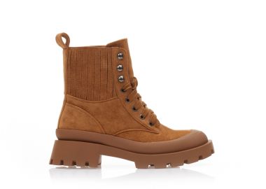 Αρβυλάκια κάμελ σουέτ με σχέδιο από ραφές και κορδόνια ΚΑΜΕΛ - Tsoukalas - 