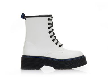 Αρβυλάκια λευκά δερματίνη δίπατα με μαύρες λεπτομέρειες ΛΕΥΚΟ - Tsoukalas - 