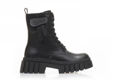 Αρβυλάκια μαύρα δερματίνη με διακοσμητικό τσεπάκι ΜΑΥΡΟ - Tsoukalas - 