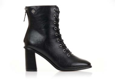 Αρβυλάκια μαύρα δερματίνη με φερμουάρ στο πίσω μέρος ΜΑΥΡΟ - Tsoukalas - 