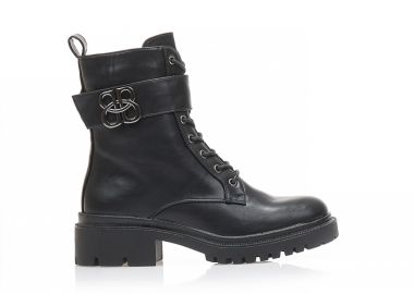 Αρβυλάκια μαύρα δερματίνη με κορδόνια και φερμουάρ ΜΑΥΡΟ - Tsoukalas - 