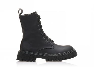 Αρβυλάκια μαύρα δερματίνη με κορδόνια και φερμουάρ ΜΑΥΡΟ - Tsoukalas - 