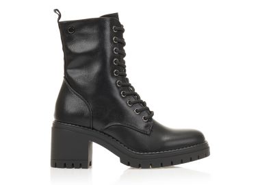 Αρβυλάκια μαύρα δερματίνη με κορδόνια και φερμουάρ ΜΑΥΡΟ - Tsoukalas - 