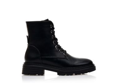 Αρβυλάκια μαύρα δερματίνη με κορδόνια και φερμουάρ ΜΑΥΡΟ - Tsoukalas - 