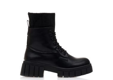 Αρβυλάκια μαύρα δερματίνη με πλεκτή λεπτομέρεια ΜΑΥΡΟ - Tsoukalas - 