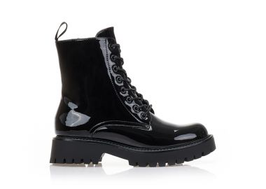 Αρβυλάκια μαύρα λουστρίνι με κορδόνια και φερμουάρ ΜΑΥΡΟ - Tsoukalas - 