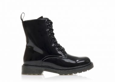 Αρβυλάκια μαύρα λουστρίνι με κορδόνια και φερμουάρ ΜΑΥΡΟ - Tsoukalas - 