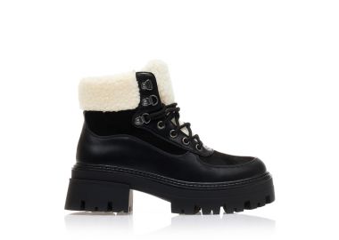 Αρβυλάκια μαύρα σουέτ με δερματίνη λεπτομέρειες και κορδόνια ΜΑΥΡΟ - Tsoukalas - 