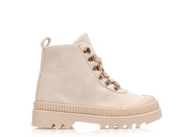 Αρβυλάκια μπεζ σούετ με κορδόνια ΜΠΕΖ - Tsoukalas - 