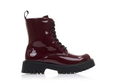 Αρβυλάκια μπορντό λουστρίνι με κορδόνια και φερμουάρ ΜΠΟΡΝΤΟ - Tsoukalas - 