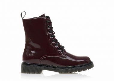 Αρβυλάκια μπορντό λουστρίνι με κορδόνια και φερμουάρ ΜΠΟΡΝΤΟ - Tsoukalas - 