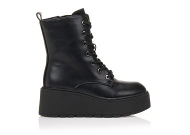 Αρβυλάκια πλατφόρμα με κορδόνια ΜΑΥΡΟ - Tsoukalas - 